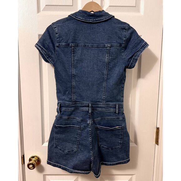 GUESS WOMEN'S ECO SHORT SLEEVE DEANA DENIM ROMPER Sz MEDIUM - Picture 2 of 7